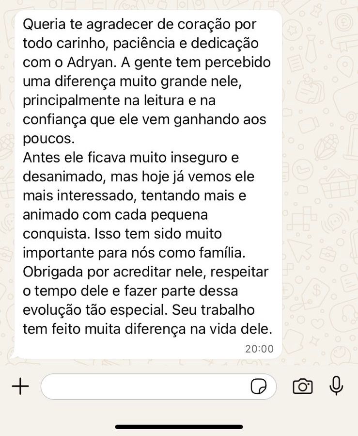 Depoimento de cliente - WhatsApp